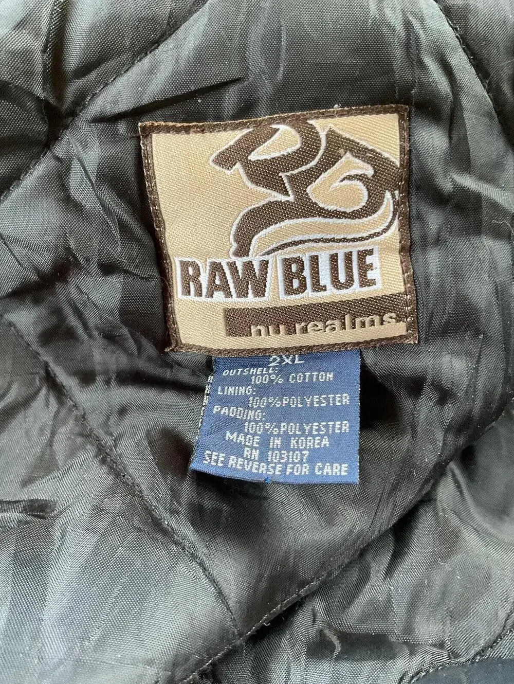 Vintage Raw Blue Nu Realms Brown Duck Canvas Work Jacket - Mens 2XL Quilt Lined